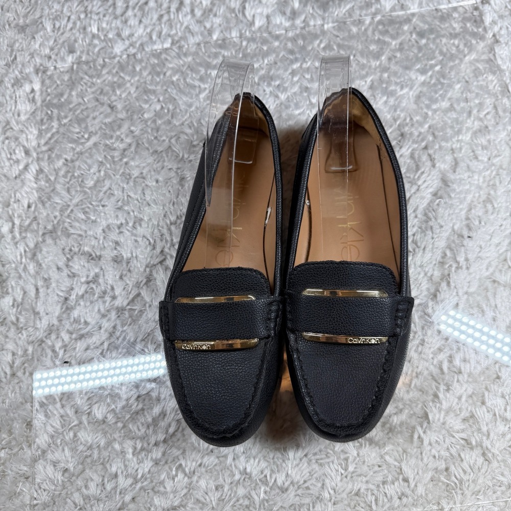Calvin Klein Black Loafers Women's 7 Leonie Slip On Dress Shoes Casual Preppy - Picture 3 of 10